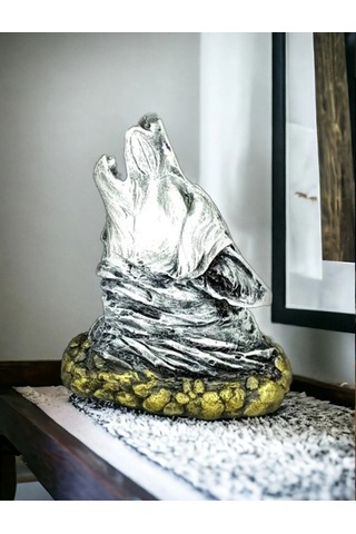 Kurt Tütsülük Figür Biblo Dekoratif Kurt 20cm Dumanlı