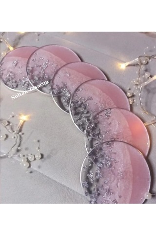 4 Lü Epoksi Bardak Altlığı - 109 Pembe