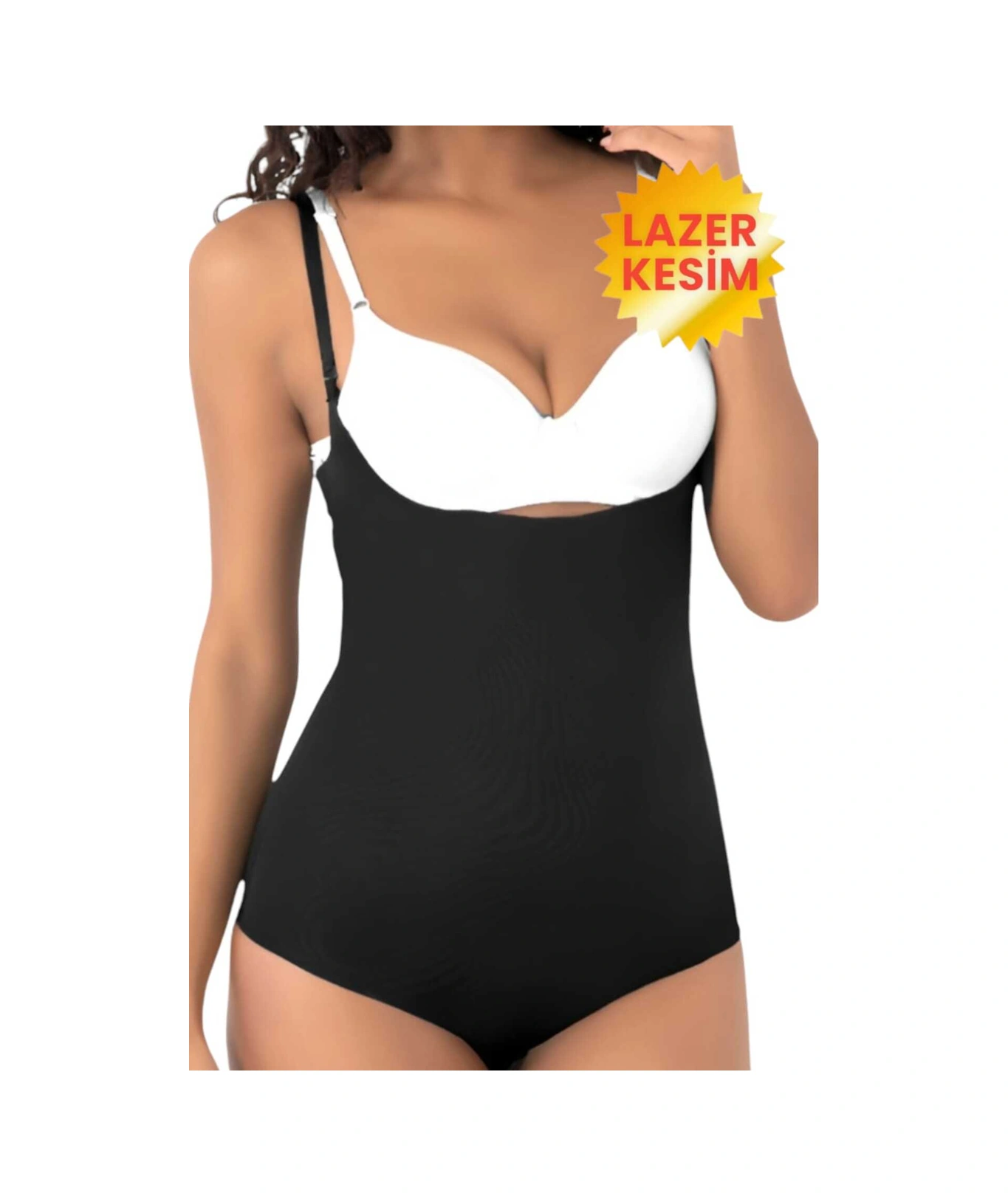 Tezzgelsin Kadın Lazer Kesim Ve Toparlayıcı Göğüs Altı Askılı Body Korse Siyah