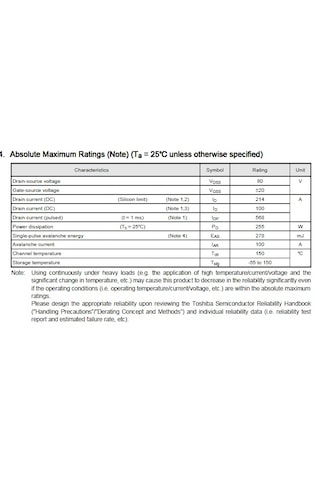 Tk100e08n1 N-channel Mosfet