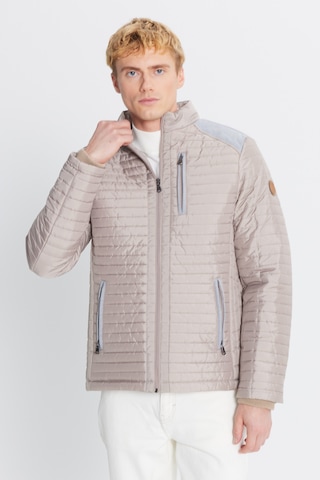 AC&Co / Altınyıldız Classics Erkek Bej Standart Fit Normal Kesim Dik Yaka Desenli Mont Bej
