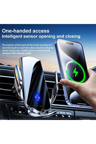 Tongxida Q15 Araç Hava Ulaşım Manyetik Kablosuz Şarj Telefon Tutucu Siyah Siyah