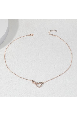 Uıowoo Zarif Kalp Kolye - İnce Zincir Klavye Kolye - Kadınlar İçin Şık Kolyesi - Özel Günler Ve Hediye İçin Altın - Rose Gold