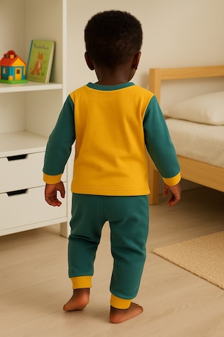 Aden Kids Çocuk Mevsimlik Penye Pijama Takımı Yeşil Beyaz