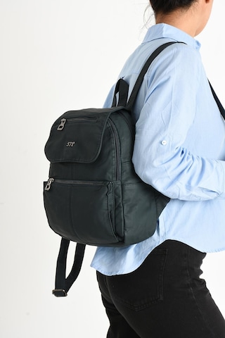 571 Collections Yıkanmış Deri Sırt Çantası Mavi Model: 571-9-11a - Mavi