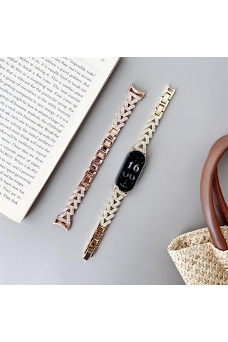 Xiaomi Mi Band 9 İçin Bling Bileklik Şık Akıllı Bantlar Kadınlar İçin Yedek Saat Kayışı Kolay Ayarlanabilir Mi Band 8 Bileklik