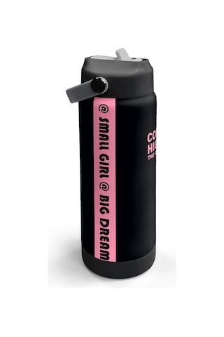 Coral High Siyah Pembe Desenli Katlanır Ağızlıklı Çelik Termos 650 Ml 38355 Siyah