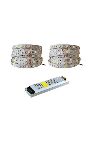 10 Metre Şerit Led Günışığı Renk + 12v 10 Amper 120 Watt Led Trafo - 3 Dirençli Double Pcb - Oturma Odası, Yatak Odası Ve Mutfak İçin Gizli Aydınlatma