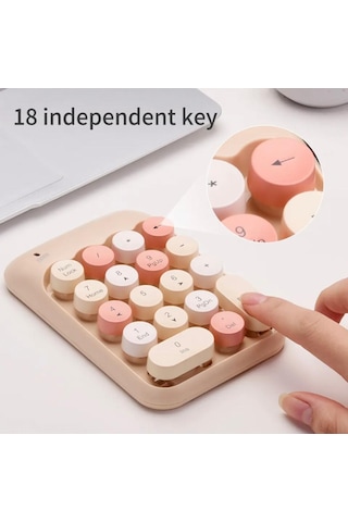 Kablosuz Retro Numpad 18 Tuşlu Numerik Muhasebe Ofis Klavyesi