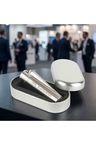 Bk Kurumsal Firma İsimli Silver Clipper Çakmak 10 Adet Metal Gövdeli Hediye Kutulu Gümüş