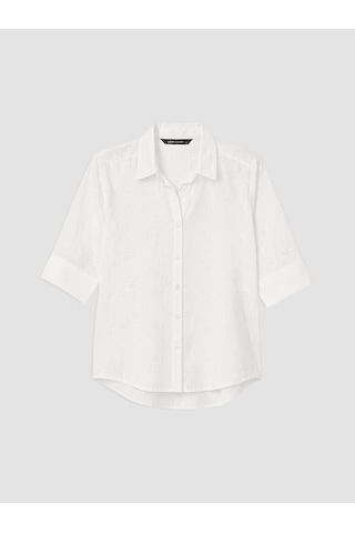 Lcw Vision Beyaz Oversize Kadın Brode Gömlek