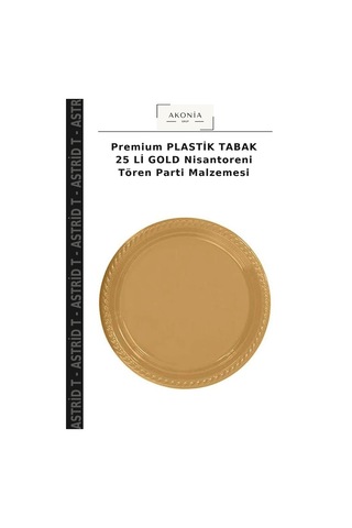 Premium Plastik Tabak 25 Li Gold Nisantoreni Tören Parti Malzemesi