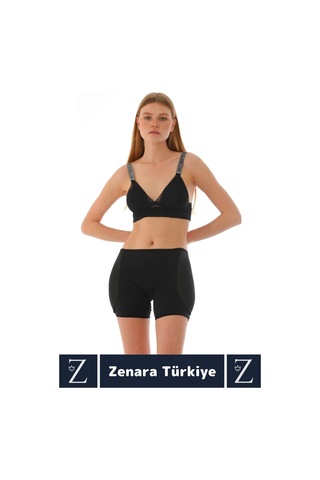 Zenara Kaymaz İz İç Göstermez Push Up Popo Kaldırıcı Şekillendiren Yandan Destekli Dolgulu Şort Korse Siyah