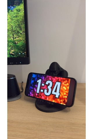 Goril Figürlü Telefon Standı Siyah