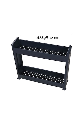 Slim Organizer 2 Katlı Plastik Banyo / Mutfak Düzenleyici Raf Antrasit 49,5 14 45 Cm Antrasit