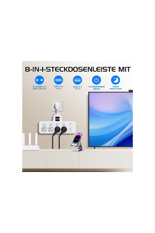 Termal Akım Korumalı 4 Lü Duvar Tipi Priz 2x Usb 2x Type-c Çıkışlı Grup Priz Çoğaltıcı Beyaz 2500w 0-2