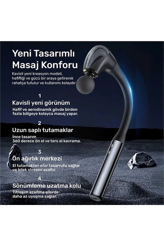4 Başlıklı Uzun Saplı Ergonomik Profesyonel Sporcu Masaj Tabancası Sarı