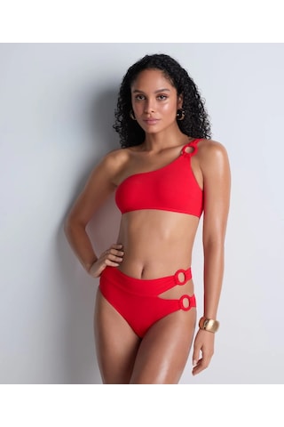 Aubade Summer Essence Bralet, Asimetrik Bandeau, Geri Dönüştürülmüş Kumaş, Altın Renkli Detaylı Kırmızı
