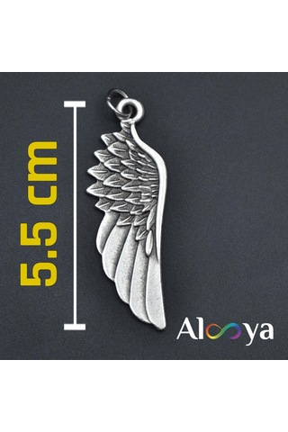 Antik Melek Kanat Gümüş Kaplama Kolye Ucu Silver