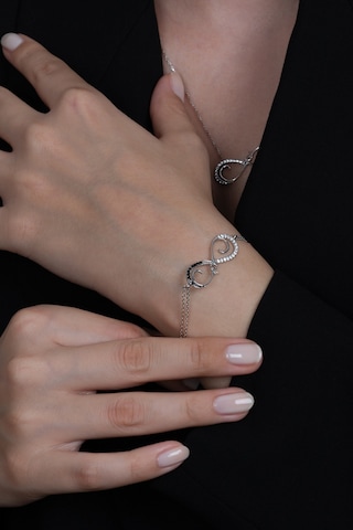 Sonsuzluk Sonsuz Aşk Gümüş Kolye Ve Bileklik Seti Taşlı Wsn91