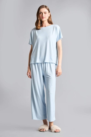 Defacto Regular Fıt Kısa Kollu 2li Softshell Pijama Takım H7011ax26smbe745 Mavi-be745
