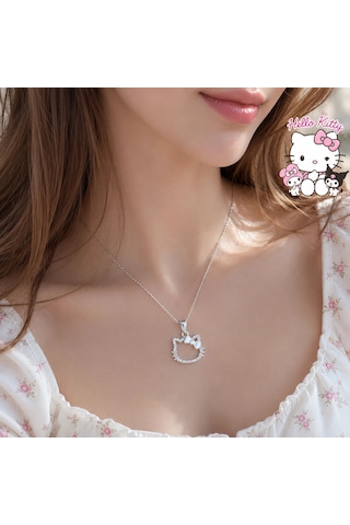 Kadın Kolye Hello Kitty Parlak 925 Ayar Gümüş Parlak Özel Kaplama Işıl Işıl Hediyelik Kadın / Genç K Çok Renkli