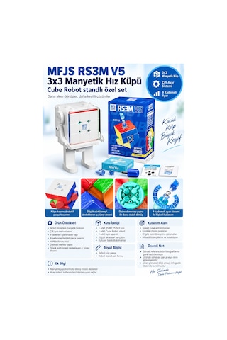 Moyu Mfjs Rs3m V5 3x3 Manyetik Hız Küpü Robot Standlı Çift Ayarlı Profesyonel Speed Cube