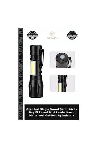 Özel Seri Single Sword Şarjlı Küçük Boy El Feneri Mini Lamba Kamp Malzemesi Outdoor Aydınlatma
