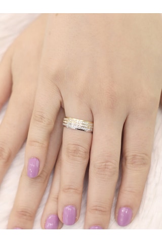 14 Ayar Altın 3 Sıra Taşlı Alyans Yüzük