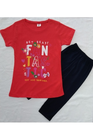 Aybeyce Fantastic Baskılı Kız Çocuk Tshirt-Tayt Takım 9-12 Yaş Kırmızı
