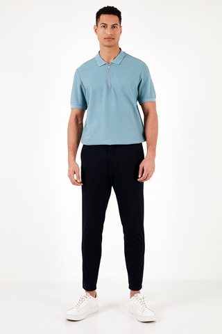 Buratti Pamuklu Regular Fit Fermuarlı Erkek Polo Yaka T Shirt 5902434 Mavi