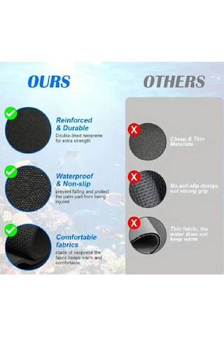 Argos 3mm Neopren Dalış -surf-yelken Eldivenleri Siyah