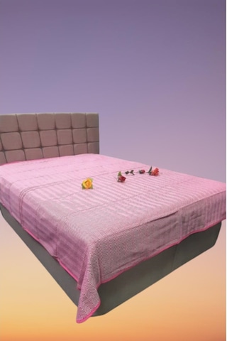 Pike Yazlık Zmrt Fuşya Çift Dolgun Malzeme V Çizgili Desen Pamuk Fuşya - Beyaz