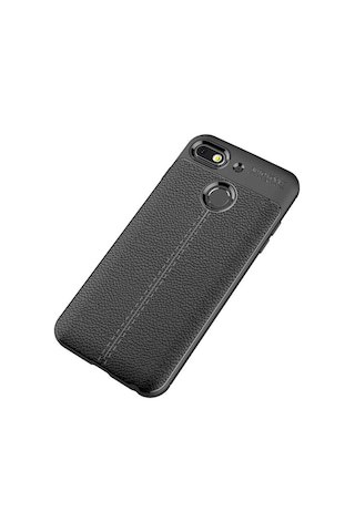 General Mobile 8 Go Kılıf Niss Deri Desenli Silikon Kılıf Siyah
