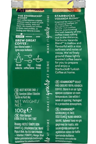 Starbucks Veranda Blend Türk Kahvesi 100 G
