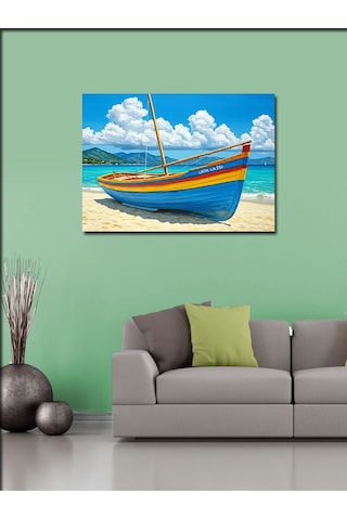 Kanvas Tablo Deniz Kıyısında Kayık 50cmx70cm