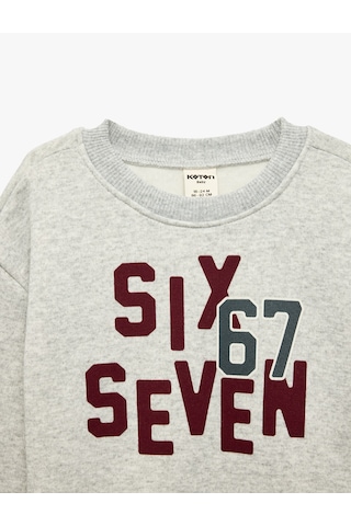 Koton Baskılı Uzun Kollu Bisiklet Yaka Oversize Sweatshirt Gri Melanj 7wmb10120tk