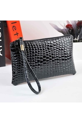 Linjinxu Moda Uzun Timsah Desenli Bayan Clutch Cüzdan Kırmızı Diğer Diğer