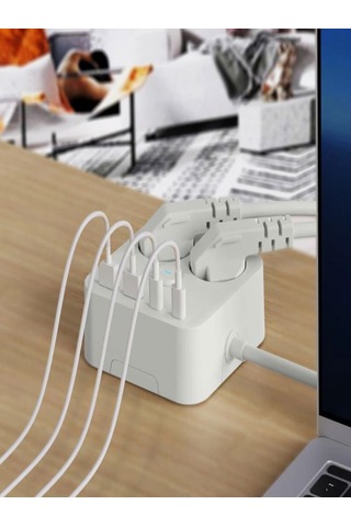 3680w 2'li Priz, 2 Usb Ve 2 Type-c Portlu, 1.4m Kablo, 3.4a Çıkış