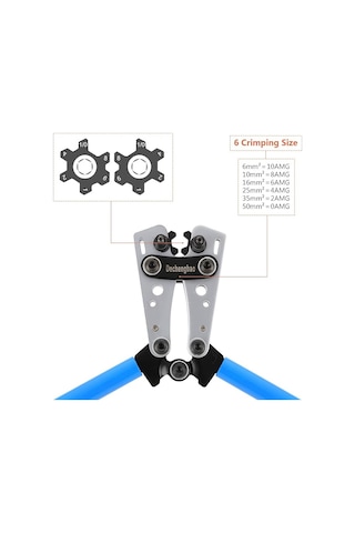 Hx-50b Akü Kablo Pabucu Sıkma Pensesi 6 50 Mm² Kablo Sıkma Kapasitesi Güçlendirilmiş Gövde + 60 Adet Terminal