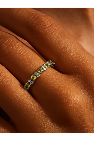 Lapshov Gümüş Zirkon Taşlı Yürüyüş Yolu Yüzüğü 292793981 Yeşil