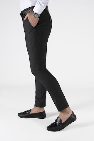 Terapi Men Erkek Slim Fit Dik Çizgili Italyan Kesim Keten Pantolon 21k-2200420-2 Siyah Siyah