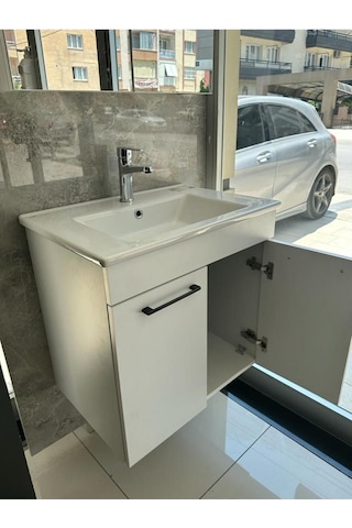 Banyo Dolabı Lavabolu Aynalı 65 Cm