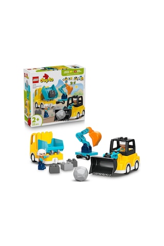LEGO® DUPLO® Kasabası 3'ü 1 Arada İnşaat Araçları 10475 - 2 Yaş ve Üzeri Çocuklar için Yaratıcı Oyuncak Yapım Seti (22 Parça)