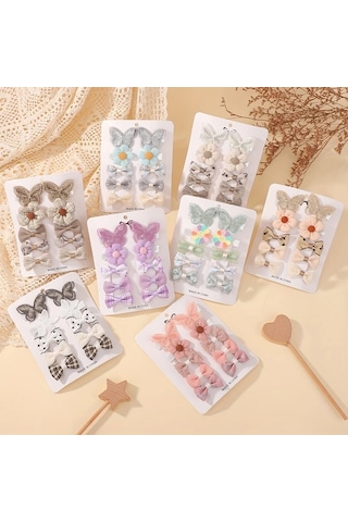 Willowhaven 10 Adet Bohemian Tarzı Çiçekli Fiyonk Saç Aksesuar Seti - Renk 2 Desenli Ve Düz Renk-2