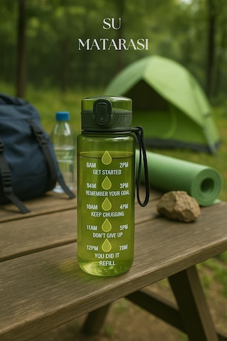 Suluk & Su Şişesi & Sporcu Matara Yeşil 1000 Ml Çok Renkli