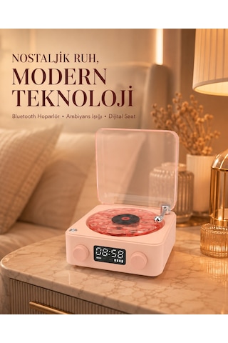 Bluetooth Hoparlörlü Gece Lambası Dijital Saatli Şeffaf Su Dalgası Işıklı Dekoratif - Bayi Depom Diğer