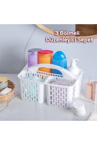 Porsima 8114 Org-51 3 Bölmeli Düzenleyici Sepet - Organizer Beyaz