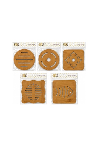 Kare 16.4x16.4cm - Yuvarlak:16.4cm Mıx Desen Bambu - Ahşap Nihale - Herhangi Bir Model Gönderilir 5570 Çok Renkli