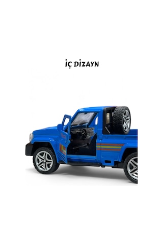 Mavi Diecast 1:32 Metal Çek Bırak Pickup Kamyonet - Açılabilir Kapılı Oyuncak Araba 13 Cm Çok Renkli